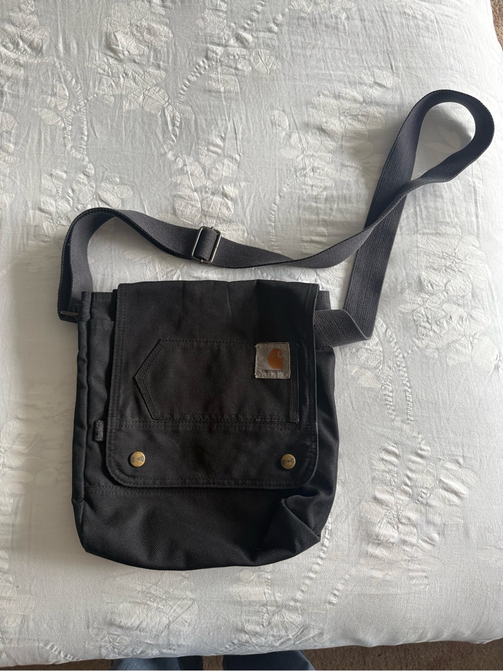 Carhartt Black Canvas Messenger Crossbody Bag
